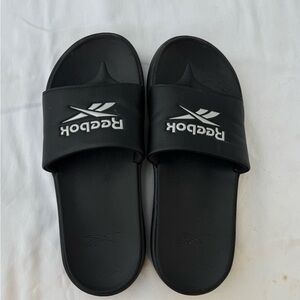 Reebok Black Slides with Logo